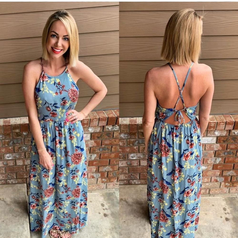 Dayton Floral Blue Maxi Dress - Picture 2 of 5